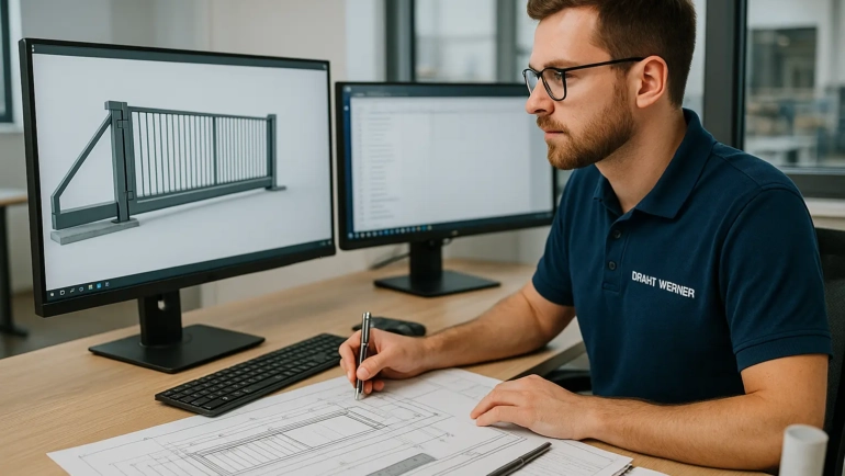 Bauzeichner am CAD-Arbeitsplatz – Draht-Werner Metalltechnik Kiel