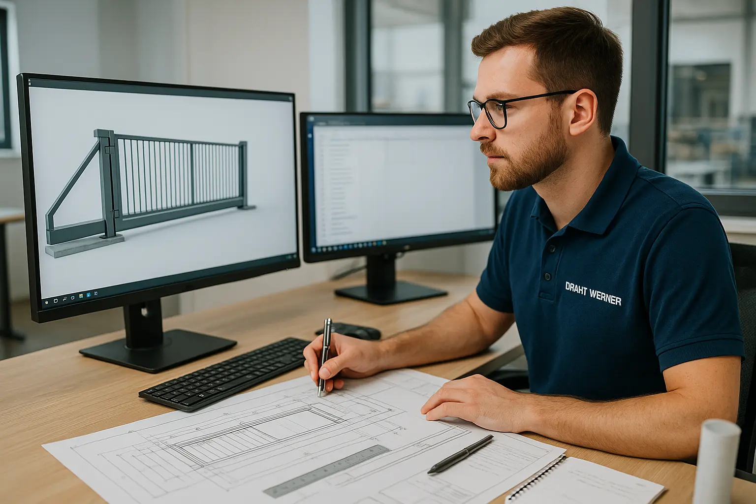 Bauzeichner am CAD-Arbeitsplatz – Draht-Werner Metalltechnik Kiel